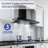 SNDOAS Black Range Hood 36 inches,Stainless Steel Wall Mount Range Hood Black,Kitchen Hood Vent with Ducted/Ductless Convertible,Hood Vents for Kitchen,Ductless Range Hood,Vent Hood 36 inch SNDOAS