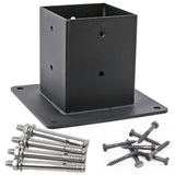 Antsky 4 Pack Stainless Steel Flange Anchor Base for 4x4(Actual Size: 3.5x3.5) Wood Posts/Beams, Deck Railing/Pergola/Gazebo Hardware (Black Finish) Antsky