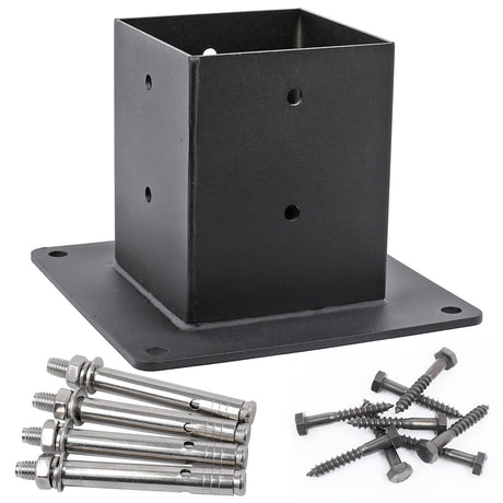 Antsky 4 Pack Stainless Steel Flange Anchor Base for 4x4(Actual Size: 3.5x3.5) Wood Posts/Beams, Deck Railing/Pergola/Gazebo Hardware (Black Finish) Antsky