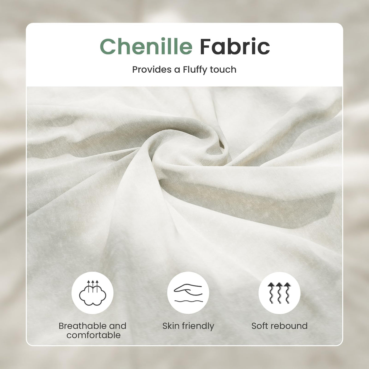 YOUDENOVA Sofa, 2 Piece Set Comfy Couch, 3 Seater & Loveseat Sofa with Deep Seats, Modern Sleeper Couch for Living Room, Beige Chenille YOUDENOVA