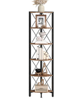 CHOEZON 6-Tier Corner Shelf, Corner Bookcase, 66.9" Tall Vertical Display Rack, Plant Stand, Open Storage Shelf, for Living Room, Bedroom, Study, Kitchen, Rustic Brown and Black TCJ13BF CHOEZON