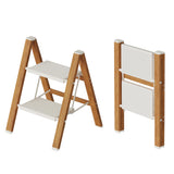Mayi Plus 2 Step Lightweight Aluminum Folding Ladder, Portable Step Stool with Anti-Slip Pedals, 330 lbs Capacity for Home, Office, Kitchen（White&Woodgrain） mayi plus