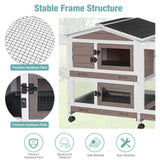 Suumerpety Rabbit Cage,Indoor Rabbit Hutch with Matel Frame and Pull Out Tray,Bunny Hutch Chicken Coop with Run (Brown) Suumerpety