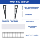 WORKPRO 2-Pack 2x4FT Garage Wall Shelving, 48” x 24” Heavy Duty Wall Mounted Shelving, 400lbs Load Capacity (Total), Metal Wall Shelves Suitable for Shop, Shed, Garage Storage, Black, 1 Sets WORKPRO