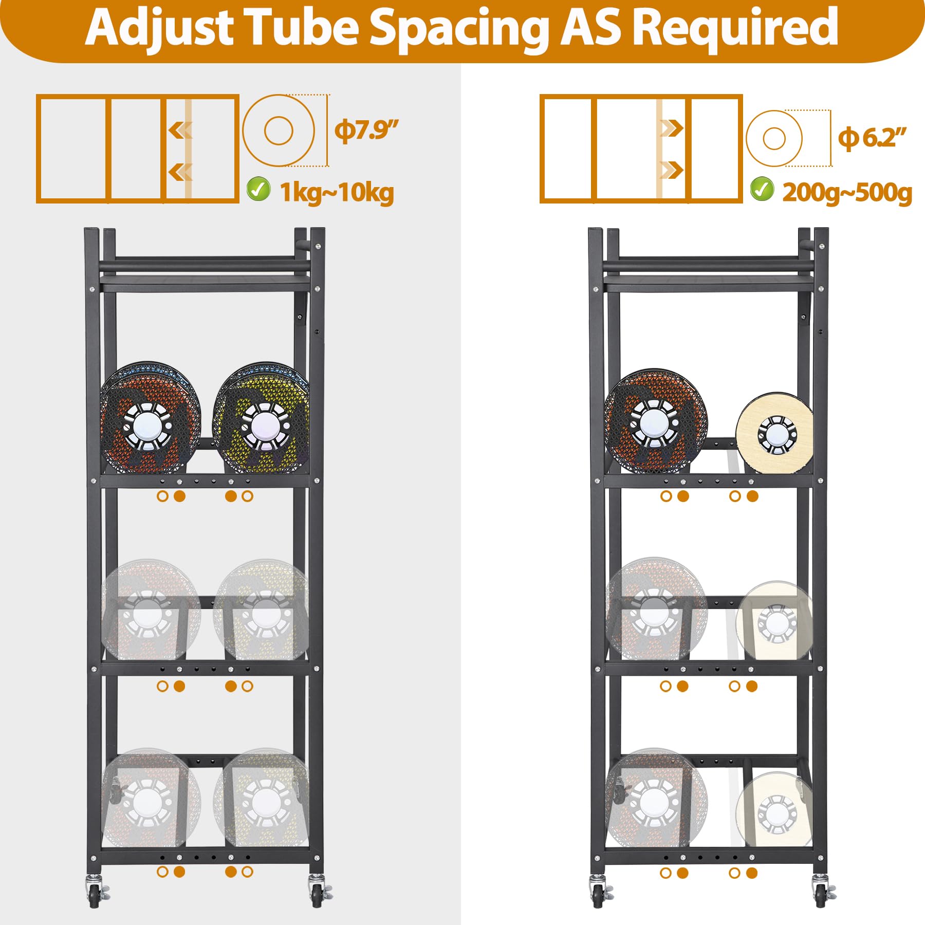 DorBuphan 3D Printer Filament Storage Rack, Heavy Duty Wire Spool Rack 4-Tier, 360° Rolling Filament Spool Holder for 3D Printer Accessories - WoodArtSupply