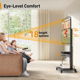 Perlegear Mobile TV Stand with Power Outlet, Tilt & Swivel Rolling TV Cart for 32 to 65 70 75 inch TVs up to 110 lbs, Height Adjustable Rolling TV Stand with Wheels, Max VESA 600x400mm, PGTVMC17 Perlegear