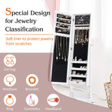 Giantex Jewelry Cabinet with Full-Length Mirror, Standing Jewelry Armoire Organizer with 64 Earring Slots, 20 Necklace Hooks, 72 Ring Slots, 4 Storage Shelves, 3 Angel Adjustable (White) Giantex