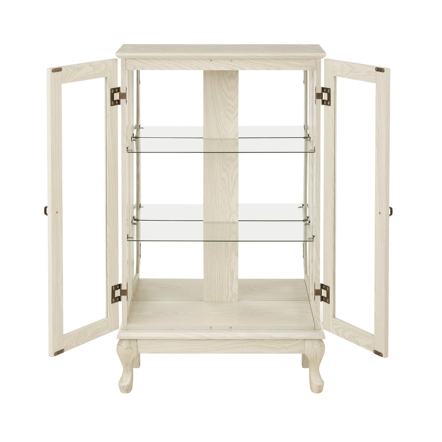 nifoti 43" H Lighted Curio Cabinet Display Case, Glass Curio Cabinet with Adjustable Shelves & Tempered Glass Door, Wooden Curio Cabinet with Mirrored Back Pane for Living Room (Antique White)