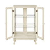 nifoti 43" H Lighted Curio Cabinet Display Case, Glass Curio Cabinet with Adjustable Shelves & Tempered Glass Door, Wooden Curio Cabinet with Mirrored Back Pane for Living Room (Antique White) nifoti