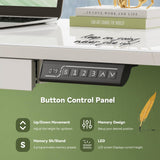 Gibbon Mounts Glass Standing Desk with Drawer, 35×20Inch Whole Piece Height Adjustable Rising Desk, Electric Sit Stand Desk with Wheels, Small Computer Desk, White Gibbon Mounts