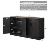 Sideboard Buffet Cabinet with Storage - 65 Inch Farmhouse Kitchen Pantries Sideboard Cabinets with Adjustable Shelves, Wooden Coffee Bar Cabinet Buffet Table for Kitchen, Dining Room, Black chartustriable