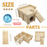 Acsist Wooden Hamster Hideout Hamster Wood House with Ladder Habitats Decor Detachable Small Animals Cage Accessories for Rat Gerbils and Other Small Pets Acsist