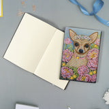 DIY 5D Diamond Art Painting Notebook Kits Dog Chihuahua Leather Cover Special Shaped Journal Sketchbook Crystal Diamond Art Hardcover Dairy Book Festival Birthday Gift 8.26x5.9IN Generic