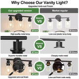 Zarbitta 3-Light Bathroom Light Fixtures, Black Modern Vanity Lights with Clear Glass Shade, Bathroom Wall Lamp for Mirror Kitchen Living Room Hallway Cabinet Porch Zarbitta
