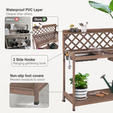 Potting Bench Potting Table Potting Benches for Outside 44 Inch Fir Wood Garden Potting Station Garden Table PVC Layer Storage Shelf Sink Drawer Hooks MEDEHOO