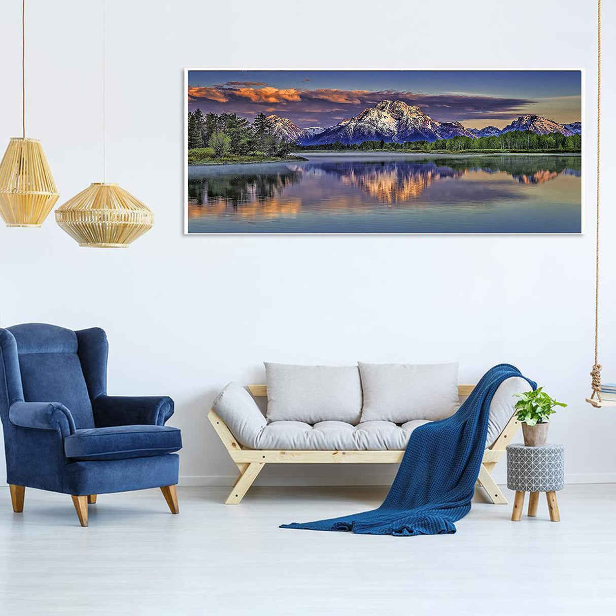 JATOK 5D Diamond Painting Kits for Adults DIY Large Mountain Full Round Drill (35.5 x 15.7 inch) Crystal Rhinestone Embroidery Pictures Arts Paint by Number Diamond Art Kits for Home Wall Decor JATOK