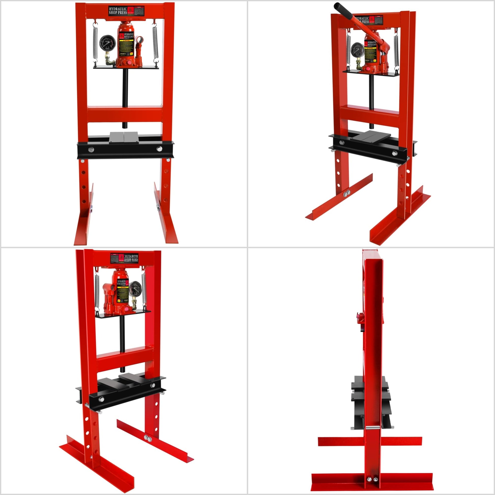 H-Frame Hydraulic Shop Press - Adjustable Garage Floor Press with 6 Ton 12 Ton 20 Ton Capacity and Stamping Plates - WoodArtSupply