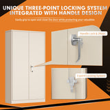 Bonusall Tall Metal Storage Lockers,71 inch Locking Steel Cabinet with Lock,Lockable Storage cabinets with 2 Doors and 4 Shelves,Utility Cabinet for Office,Garage,Warehome,Basement(Beige) Bonusall