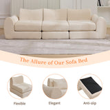 MAXMAXX 102" Cloud Sofa, 4-in-1 Folding Sofa Bed, Floor-Standing Boneless Couch, Futon Sofa Bed for Living Room, Bedroom and Entertainment Room (Beige) MAXMXX
