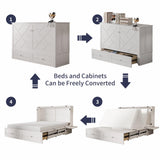 ijuicy Murphy Bed Queen with Foam Mattress, Convenient Murphy Bed Cabinet with Charging Station & Storage Board, Bed That Folds into Cabinet with Large Storage Drawer for Bedroom,Guest Room(White) ijuicy