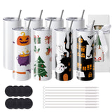 VEVOR 8 Pack Sublimation Tumblers 20 Oz Skinny Straight, Stainless Steel Sublimation Tumblers Blank, Stainless Steel Double Wall Tumbler for Heat Transfer Customized Gifts with Lid and Straw, Gift Box VEVOR