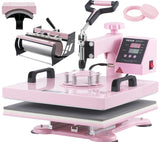 VEVOR Heat Press Machine 15x15 inch, Heat Press Machine for T-Shirts, 5 in 1 Heat Press with 30 OZ Tumbler Press, Combo Tumbler Heat Press Machine Sublimation for Hat Cap Mug Plate, Pink VEVOR