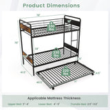 KOMFOTT Metal Twin Over Twin Bunk Bed with Trundle, Industrial Bunk Bed Frame with Ladder, Full-Length Guardrail, Vintage Headboard & Footboard, Noise Free, No Box Spring Needed Bunk Bed KOMFOTT
