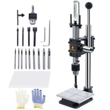 CXRCY Leather Hole Puncher & Press Machine, Manual Hole Punch Set for Leatherworking DIY Craft Leather Hole Punching,Setting Rivets,Button Snaps with 13pcs Punches, PP & Aluminum Plate CXRCY