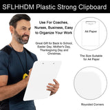 1 PCS A4 Clipboards,Plastic Clipboard with Pen Holder,Clip Boards 8.5x11 with Low Profile Clip,Cute Hanging Clipboard for School Office Supplies Clipboards for Kids,Portable Clip Board for Nurse-White SFLHHDM