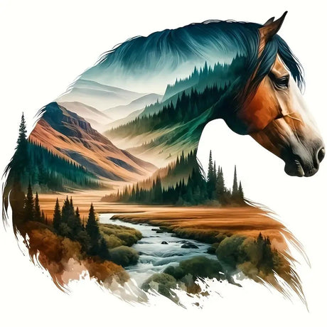 MOMDEDP Horse Diamond Art Painting Kits for Adults, Round Full Drill Mountain Road Diamond Art Kits, 5D DIY Paint with Diamonds Crafts Animal for Home Wall Decoration Gifts 12×12Inch Horse Head MOMDEDP