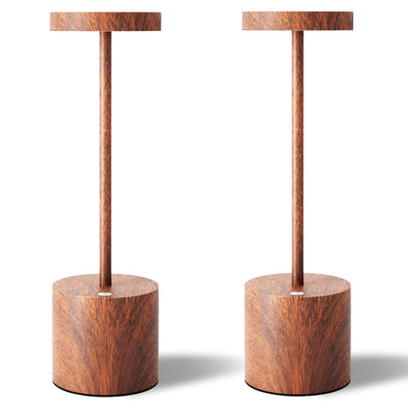 TBBGA LED Cordless Table Lamps Set of 2,Portable Rechargeable 5000mAh Outdoor Table Lamp,3 Color Stepless Dimming Battery Powered Lamp, Table Light for Outside/Patio/Restaurant/Home.(Wood Grain) TBBGA