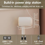 Maupvit 47.1" Makeup Vanity with Mirror and Lights,White Vanity Desk with Drawers and Shelves，Large Makeup Table with Glass Top，Bedroom Dressing Table Maupvit