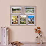 MONT PLEASANT Farmhouse Picture Frame 5X7 Rustic Photos Frame 4X6 For Five Photos with Mat Wood Collage Frame for Wall Mounting or Tabletop Display MONT PLEASANT