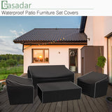 Gasadar Outdoor Furniture Cover Waterproof, 4 Piece Patio Furniture Covers, 600D Patio Furniture Set Covers, Patio Covers includ: Outdoor Loveseat Cover, 2 Chair Covers, Coffee Table Cover -XL -Black Gasadar