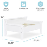 TailZzz Wooden Dog Bed with Water-Resistant Mattress, Small to Medium Elevated Pet Bed with Calming Pet Mattress, Greenguard Gold Certified, Modern Dog Couch, Winston, White TailZzz