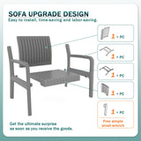 UDPATIO Resin Patio Furniture Set, No Rust Modular Outdoor Sectional Sofa Set, All Weather Patio Conversation Set, for Backyard, Deck, Poolside with Coffee Table, 4pc Grey UDPATIO