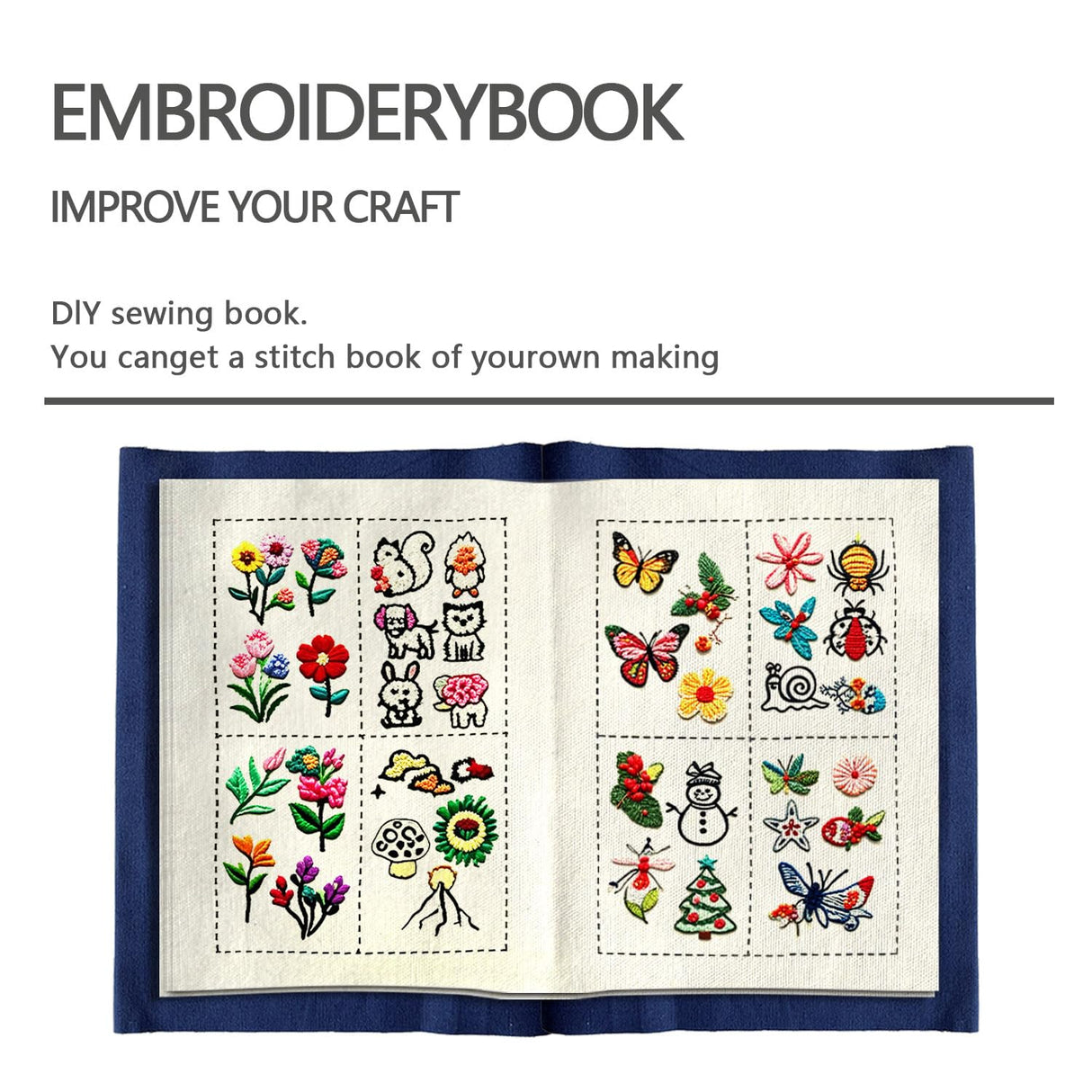 Zhenqing StitchCraft Complete Embroidery Book Kit – 200+ Patterns, 24 Threads, Hoop, Fabric & Tools – Beginner to Advanced DIY Stitching Set with English Guide Zhenqing