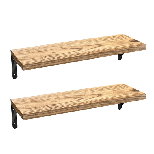 Floating Wall Shelves, Wooden Boards Come with Installation Hardwares, Suitable for Garage, Repair Workshop, Office, Container Home, RVs, 8 Inches x 24 Inches - Pack of 2 Shelves