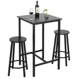 Finnhomy Bar Table Set, 23.6" Pub Table High Top Table, Square Bar Height Table, Bar Table with Stools, Kitchen Table Set for 2, Industrial Breakfast for Kitchen, Living Room, Rustic Black Finnhomy