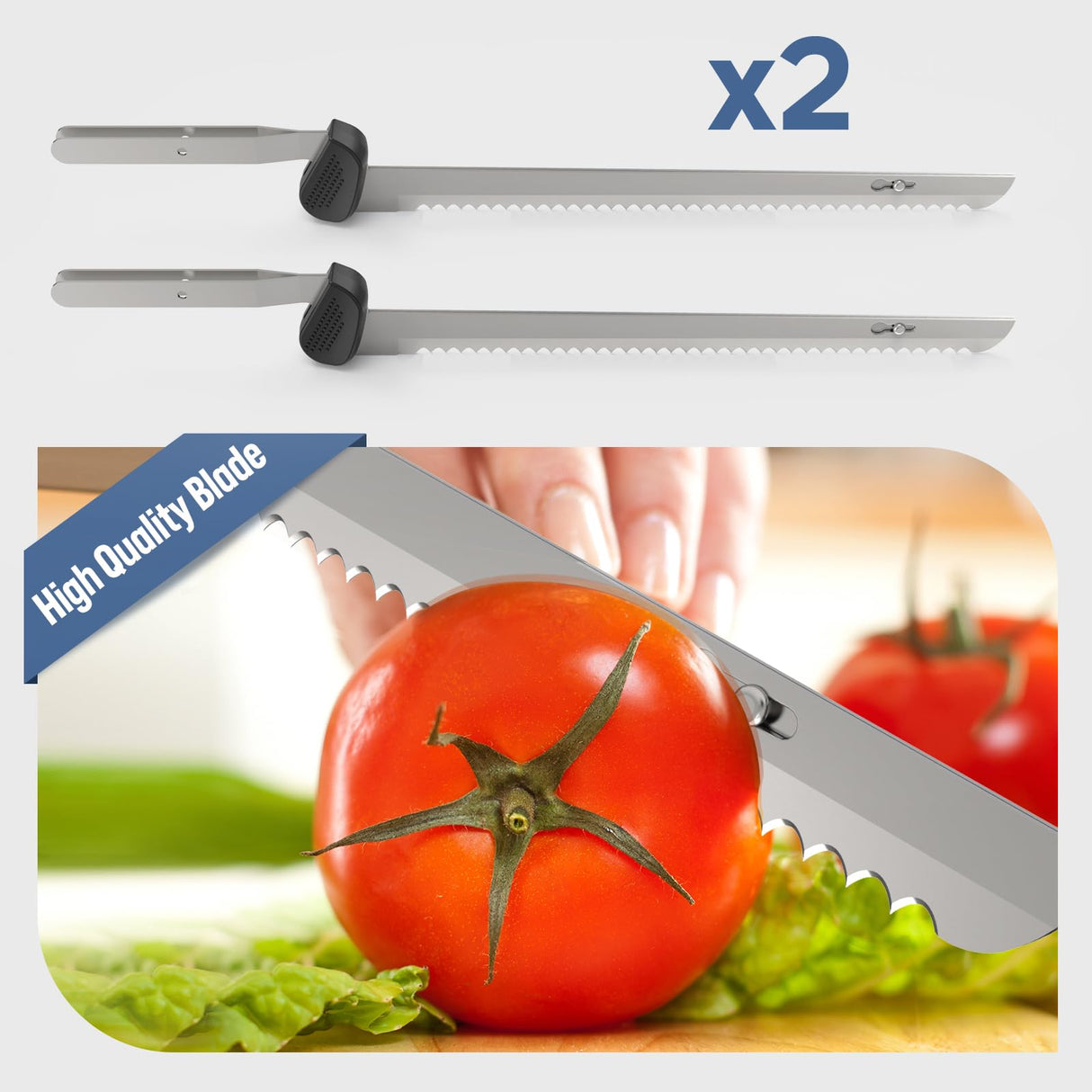 VLOXO Cordless Electric Knife, Electric Knives Rechargeable Bread Knife with Safety Lock Ergonomic Handle Electric Meat Knife for Carving Meat Bread Steak Fish Fillet Cheese Include 2 Blades VLOXO