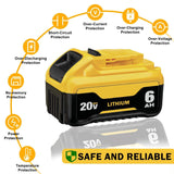 Xmenany 6-Pack 20V 6.0Ah Replacement for Dewalt 20V Battery Max X*R Lithium ion DCB204 DCB200 DCB206 DCB201 DCB203 DCB181 DCB180 DCD/DCF/DCG/DCS Series Xmenany