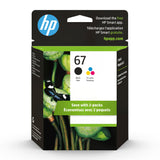 HP 67 Black/Tri-color Ink Cartridges (2 Pack) | Works with HP DeskJet 1255, 2700, 4100 Series, HP ENVY 6000, 6400 Series | Eligible for Instant Ink | 3YP29AN HP