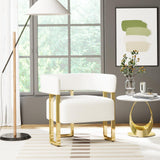 STHOUYN Modern White Accent Chair Set of 2, Boucle Barrel Chairs Set of 2, Arm Chairs for Living Room Bedroom (2, White) STHOUYN