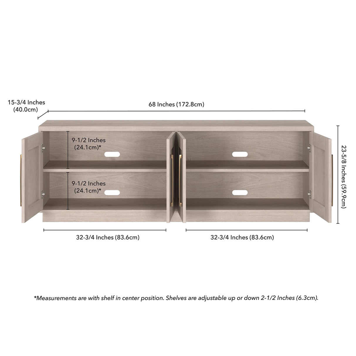 Henn&Hart Rectangular TV Stand for TV's up to 75" in Alder White, for Home, Living Room, Bedroom, Entertainment Room, Office Henn&Hart