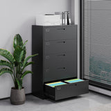 Letaya 5 Drawer File Cabinet with Lock,Metal Lateral Filing Cabinets for Home Office Hanging Files Letter/Legal/F4/A4 Size(Black-Requires Installation) Letaya