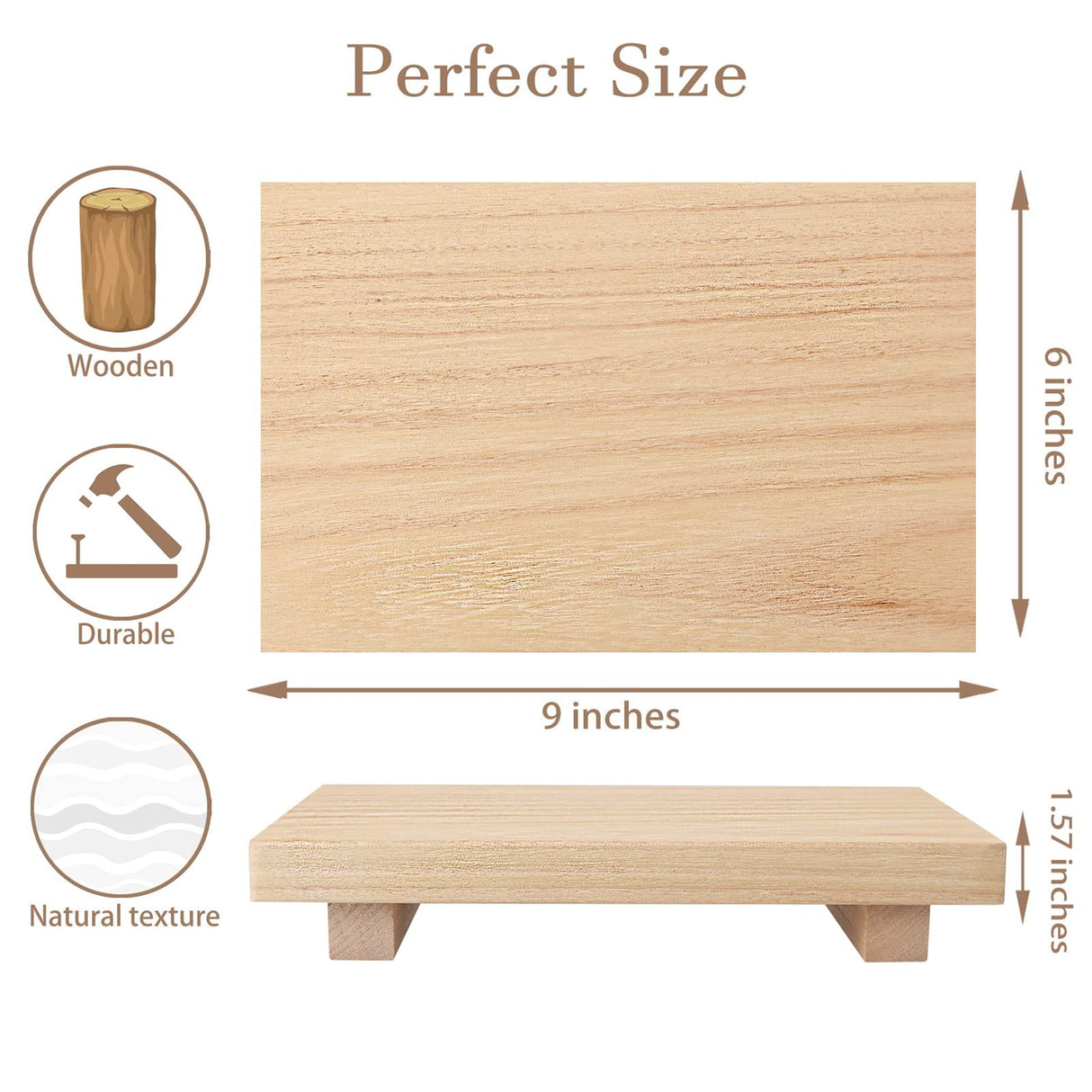 Small Wood Tray Pedestal Stand Farmhouse Bathroom Decor Decorative Wooden Riser Kitchen Soap Dish Holder for Vanity, Counter, Sink, 9" x 5.9" - Burlywood zoocatia