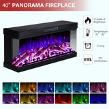 LUXOAK 75" Fireplace TV Stand with 3-Sided Glass Electric Fireplace, Media Entertainment Center with Farmhouse Glass Door Storage Cabinet, TV Console Table for TVs up to 85", Black LUXOAK