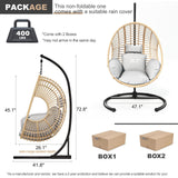 CHINNLUU Oversized Hanging Egg Chair Outdoor Wicker Swing Chair with Stand Rain Cover UV Resistant Cushion 400lbs Capacity for Patio, Garden and Balcony CHINNLUU