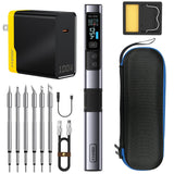 FNIRSI HS-02A 100W Portable Soldering Iron Kit, 212-842℉, Pre-set 3 Groups Temperature, 6 F245 Soldering Tips, Smart Digital Soldering Iron Pen Tool for Electronics Precision Repair FNIRSI