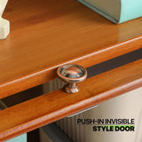 Magshion Bamboo 4-Tier Display Case Bookcase with Clear Acrylic Flip-Up Doors, Wide Brown Kitchen Cabinet Storage Pantry Cabinet Showcase Storage Cabinet Organizer - 31" L x 12.5" W x 54.5" H Magshion